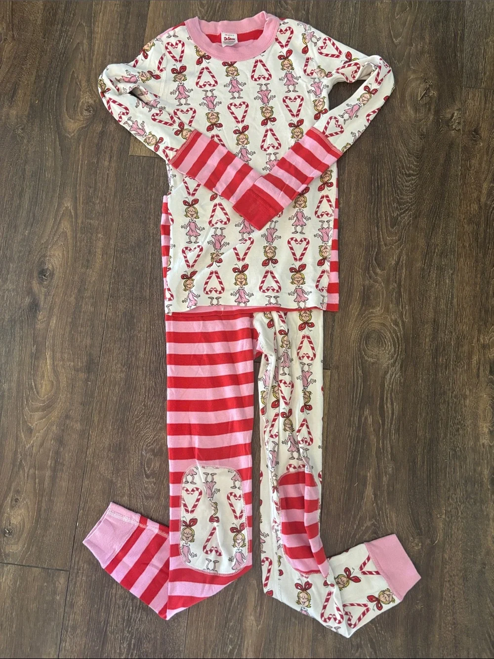 Hanna Andersson Pink and White Candy Cane Ballerina Kids Pajama Set